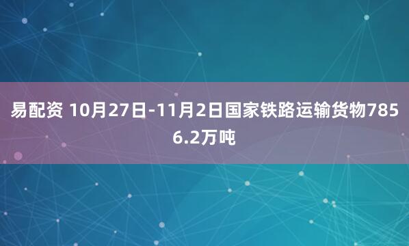 易配资 10月27日-11月2日国家铁路运输货物7856.2万吨