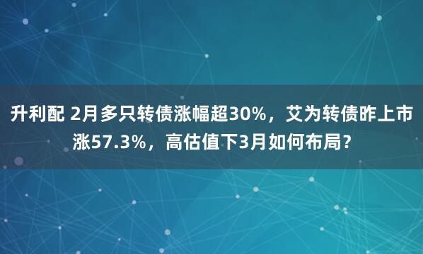 升利配 2月多只转债涨幅超30%，艾为转债昨上市涨57.3%，高估值下3月如何布局？